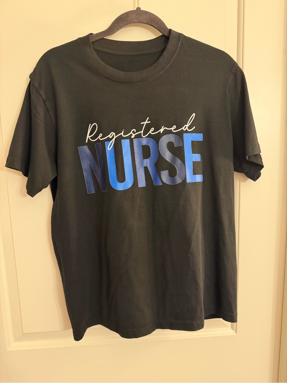 Registered Nurse Graphic Tee - Black with Blue Lettering